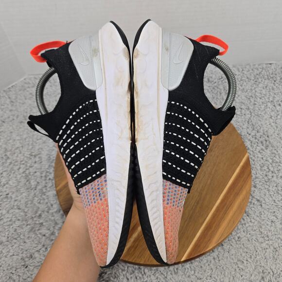 Nike Mens 8.5 React Phantom Run Flyknit 2 Black Team Orange Daily Running Shoe - Picture 7 of 12